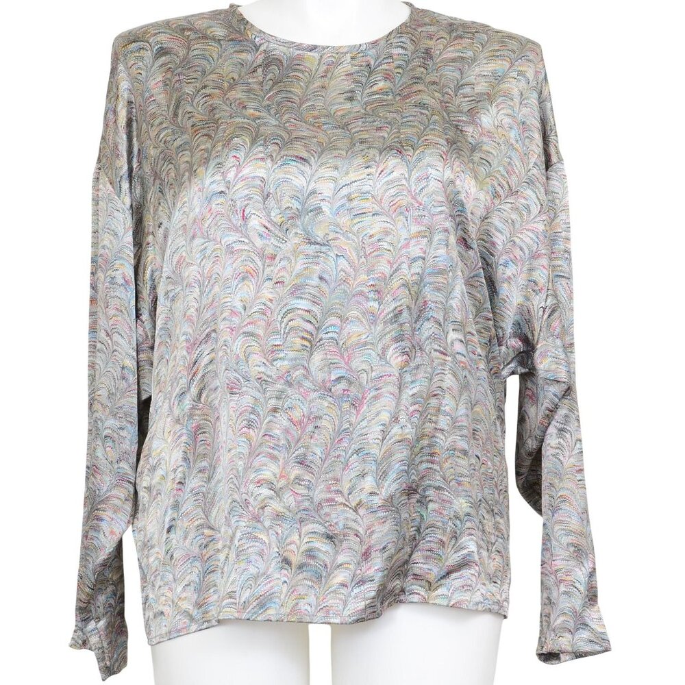 Vintage Paul Stanley PLUS Size 14 Colorful Abstract Artsy Silky Blouse Top